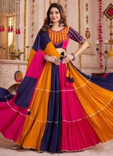 Trendy Multi Color Chaniya Choli for Navratri with Mirror Work